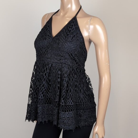 Adiva Crochet Halter Top Vneck Backless Sleeveless Babydoll Summer Party - Picture 5 of 14